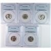 Image 1 : Lot of 5 - Jefferson Nickels PCGS-MS 65 '40, '41, '42-S, '43-P, '45-S
