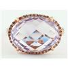 Image 1 : 14K Rose Gold 8.85ct Oval Pink Amethyst & Diamond Cocktail Ring - Size 6.5