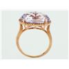 Image 3 : 14K Rose Gold 8.85ct Oval Pink Amethyst & Diamond Cocktail Ring - Size 6.5