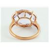 Image 4 : 14K Rose Gold 8.85ct Oval Pink Amethyst & Diamond Cocktail Ring - Size 6.5