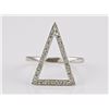 Image 1 : 0.18ct Micro Pave Diamond 14K White Gold Hollow Triangle Chevron Ring - Size 6.5