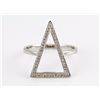 Image 2 : 0.18ct Micro Pave Diamond 14K White Gold Hollow Triangle Chevron Ring - Size 6.5