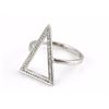 Image 3 : 0.18ct Micro Pave Diamond 14K White Gold Hollow Triangle Chevron Ring - Size 6.5