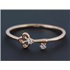 Image 1 : 14K Rose Gold with 0.03ct Pavé Diamond Victorian Skeleton Key Ring - Size 6.5