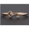 Image 2 : 14K Rose Gold with 0.03ct Pavé Diamond Victorian Skeleton Key Ring - Size 6.5
