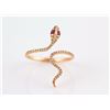 Image 1 : 0.17ct Pavé Ruby & Diamonds in 14K Rose Gold Snake of Slytherin Motif Ring - 7