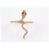 Image 2 : 0.17ct Pavé Ruby & Diamonds in 14K Rose Gold Snake of Slytherin Motif Ring - 7
