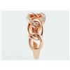 Image 3 : 14K Rose Gold 0.17ct Pave Diamond Cuban Curb Chain Link Ring - Size 7 RESIZABLE