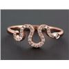Image 1 : 14K Rose Gold 0.13ct Round Diamond Snake Statement Band Ring - Size 6.5