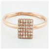 Image 1 : 14K Rose Gold 0.11ct Micro Pave Diamond Mini Square Band Ring - Size 7
