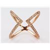Image 1 : 0.22ct Micro Pave Diamond in 14K Rose Gold Chevron X Cuff Ring - Size 7