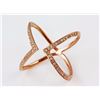 Image 2 : 0.22ct Micro Pave Diamond in 14K Rose Gold Chevron X Cuff Ring - Size 7