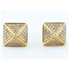 Image 1 : 0.32ct Micro Pavé Round Diamonds 14K Yellow Gold Square Pyramid Stud Earrings