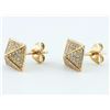 Image 4 : 0.32ct Micro Pavé Round Diamonds 14K Yellow Gold Square Pyramid Stud Earrings