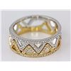 Image 1 : 14K White & Yellow Gold 0.40ct Pavé Diamonds Aztec Pyramid Band Ring Set Size 7