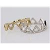Image 2 : 14K White & Yellow Gold 0.40ct Pavé Diamonds Aztec Pyramid Band Ring Set Size 7