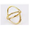 Image 2 : 0.22ct Micro Pave Diamond in 14K Yellow Gold Chevron X Cuff Ring - Size 7