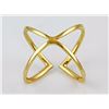 Image 3 : 0.22ct Micro Pave Diamond in 14K Yellow Gold Chevron X Cuff Ring - Size 7