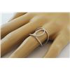 Image 1 : 14K White Gold 0.38ct Round Diamonds Overlap Cuff Motiff Ring - 7 Resizable