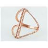 Image 1 : 14K Rose Gold 0.28ct Pave Diamond Two-Rows Bar Band Ring - Size 7 RESIZABLE