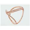 Image 2 : 14K Rose Gold 0.28ct Pave Diamond Two-Rows Bar Band Ring - Size 7 RESIZABLE