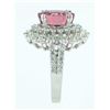Image 3 : 14K White Gold 4.20ct Oval Vibrant Pink Tourmaline & Diamond Cocktail Ring 7