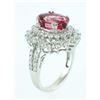 Image 4 : 14K White Gold 4.20ct Oval Vibrant Pink Tourmaline & Diamond Cocktail Ring 7