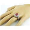 Image 5 : 14K White Gold 4.20ct Oval Vibrant Pink Tourmaline & Diamond Cocktail Ring 7
