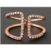 Image 1 : 14K Rose Gold with 0.31ct Round Diamonds Cuff Motiff Ring - Size 7