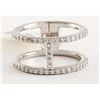 Image 1 : 14K White Gold with 0.53ct Round Diamonds "H" Motiff Ring - Size 6.5