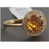 Image 1 : 14K Yellow Gold Faceted Round Citrine & Diamonds Cocktail Ring - Size 6.5