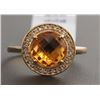 Image 2 : 14K Yellow Gold Faceted Round Citrine & Diamonds Cocktail Ring - Size 6.5