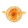 Image 3 : 14K Yellow Gold Faceted Round Citrine & Diamonds Cocktail Ring - Size 6.5