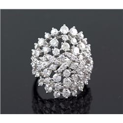 4.06 ctw Cluster Pave Band   14K White Gold 7.5g