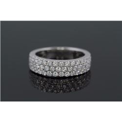 1.09ctw Half Band WeddingDiamond Ring 14k White Gold G-HSi2-Si3|Ring Size:6|Gram Weight:4.47