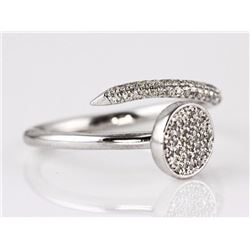 0.19ct Micro Pavé Diamonds in 14K White Gold Bend Nail Band Ring - Size 6.5