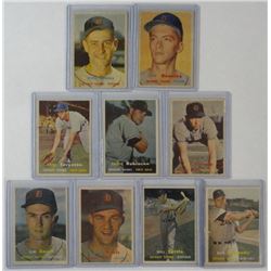 1957 TOPPS DETROIT TIGERS TEAM LOT (9 CARDS) JIM BUNNING (R)