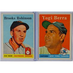 2 - 1958 TOPPS #307 B. ROBINSON & #370 YOGI BERRA, BOTH NICE EX++