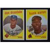 Image 1 : 2 - 1959 TOPPS #380 AARON EX+ & #387 DRYSDALE EX, BOTH NICE
