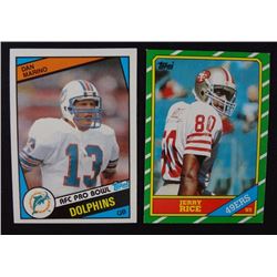 2 - NFL ROOKIE CARDS, 1985 TOPPS MARINO NM & 1986 TOPPS RICE EM