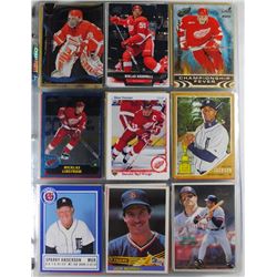 BINDER of DETROIT TIGERS & RED WINGS CARDS - APPROX  860 -  GREAT MIX - LOADED