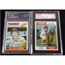 2 - AUTOGRAPHED TOPPS CARDS; 1974 NORM CASH SGC AUTH & 1977 MARK FIDRYCH PSA/DNA
