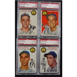 4 - 1954 TOPPS CARDS; #77 BOONE PSA 6, #131 BERTOIA PSA 6, #193 HOPP PSA 5, #197