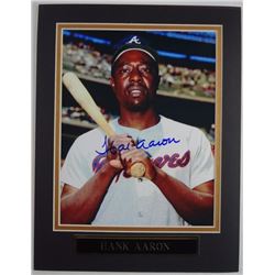 HANK AARON AUTOGRAPHED 8X10 COLOR PHOTO / MATTED / COA by MFP