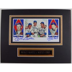 MICKEY MANTLE & WHITEY FORD AUTOGRAPHED 5x9 COLOR PHOTO MATTED / COA by MFP