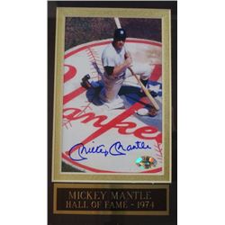 MICKEY MANTLE AUTOGRAPHED 4x6 COLOR PHOTO MATTED & FRAMED 11x13 - COA by TTA