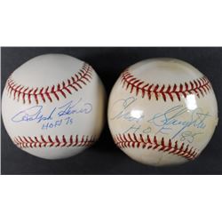 2 - AUTOGRAPHED HOF BASEBALLS - ENOS SLAUGHTER & RALPH KINER- NO COA