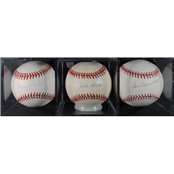 3 - AUTOGRAPHED BASEBALLS - ROBIN ROBERTS, RALPH HOUK & JOE TORRE - NO COA