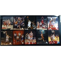 10 NBA AUTOGRAPH PHOTOS, MIKE BIBBY, SAM CASSELL, ROD STRICKLAND, MOSES MALONE,