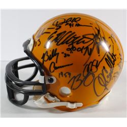GOLD MINI HELMET with 13 SIGNATURES - EARL CAMPBELL, ARCHIE GRIFFIN , PLUS